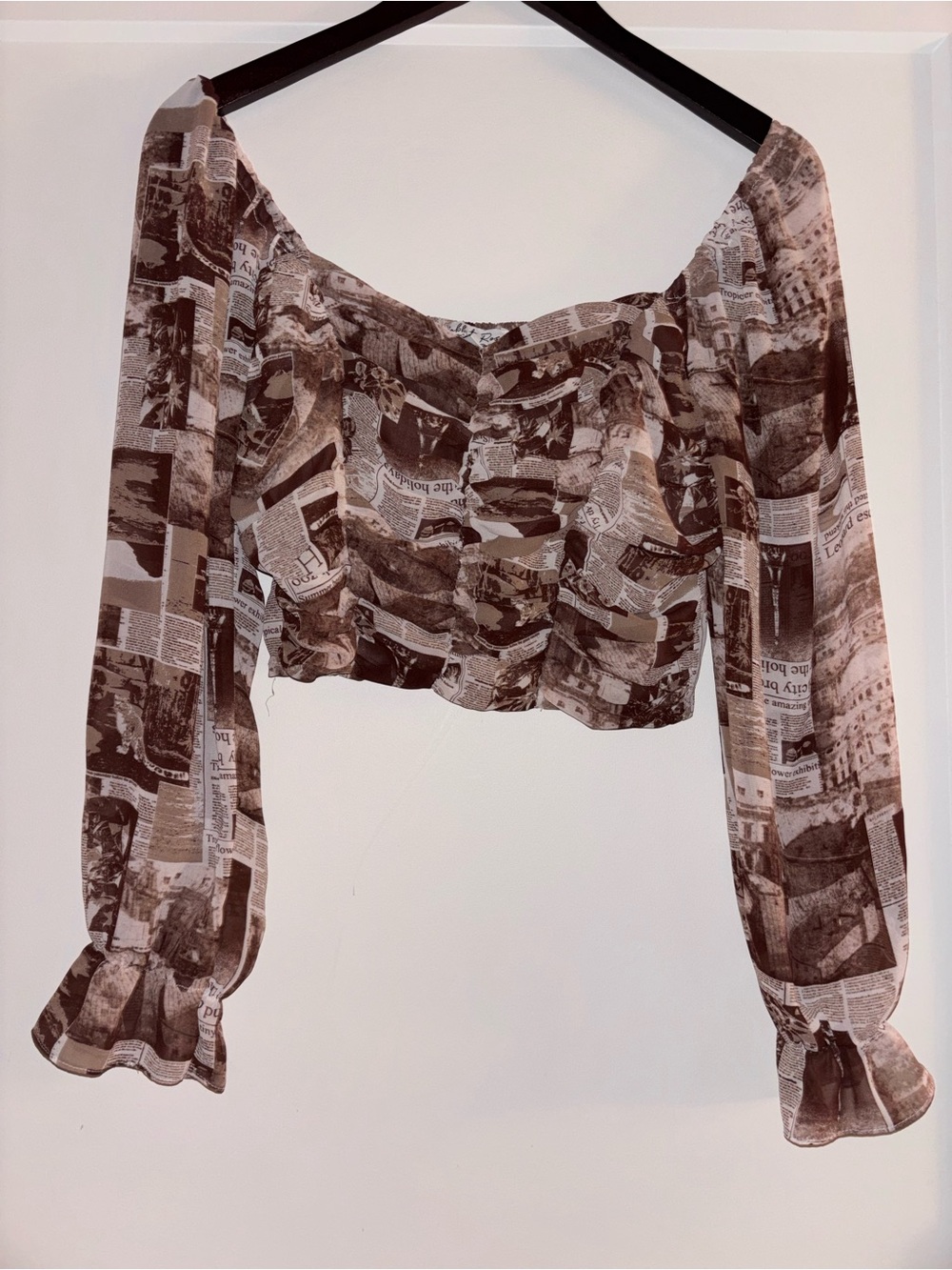 Rabbit Rose Newspaper Print Top